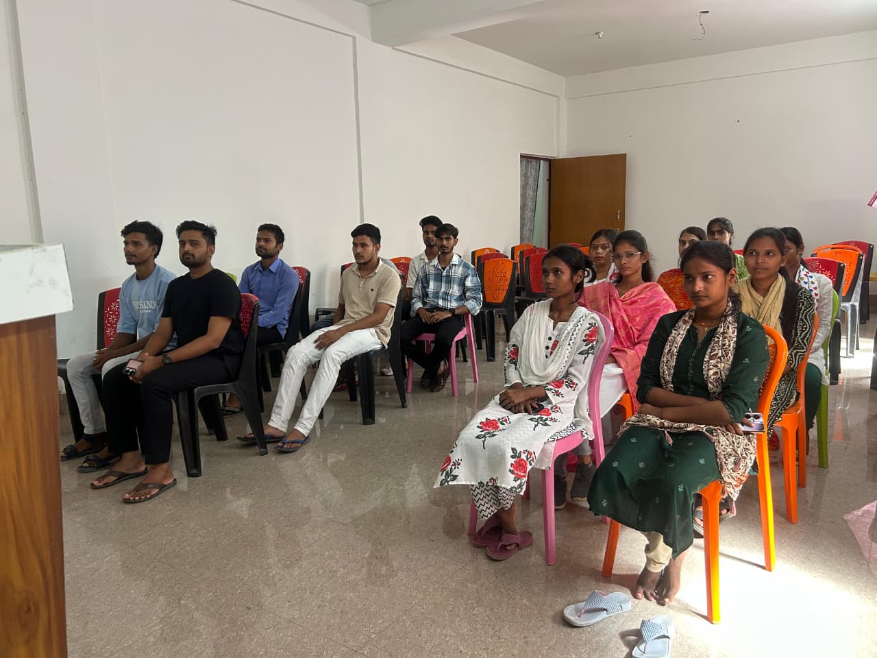 Stage with podium and lighting